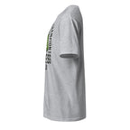 Left view of a plain sport grey t-shirt on a white background