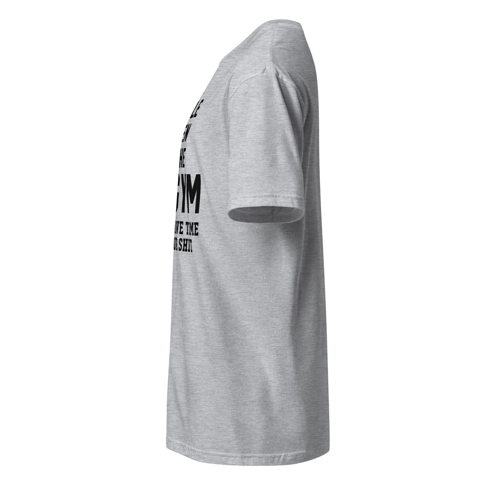 Left view of a plain sport grey t-shirt on a white background