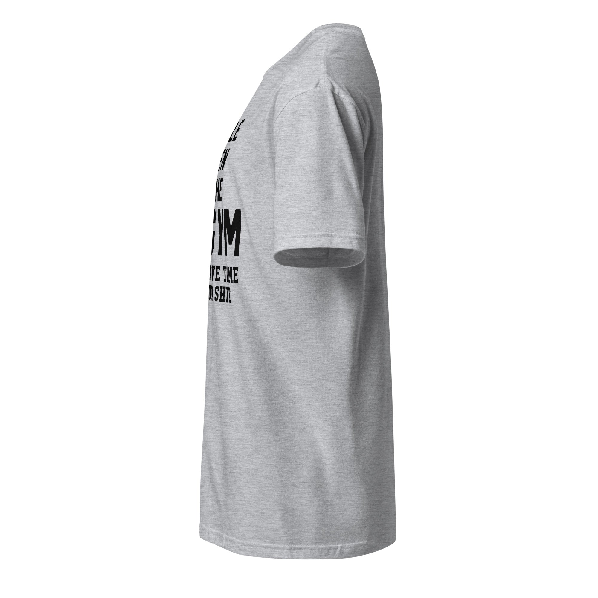Left view of a plain sport grey t-shirt on a white background