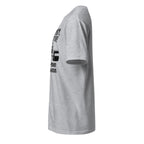 Left view of a plain sport grey t-shirt on a white background