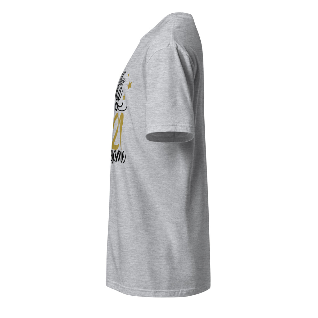 Left view of a sport grey t-shirt on a white background