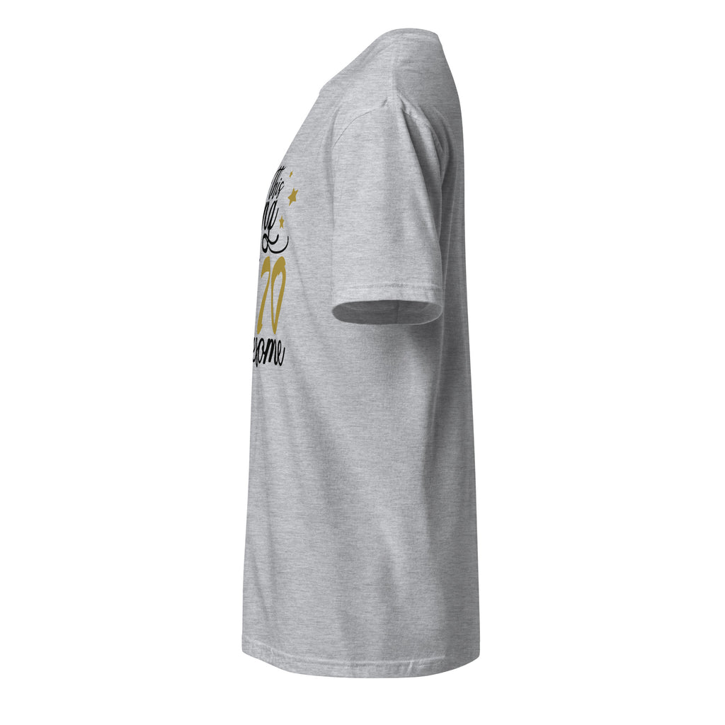 Left view of a sport grey t-shirt on a white background