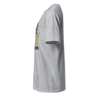 Left view of a sport grey t-shirt on a white background