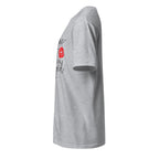 Left view of a sport grey t-shirt on a white background