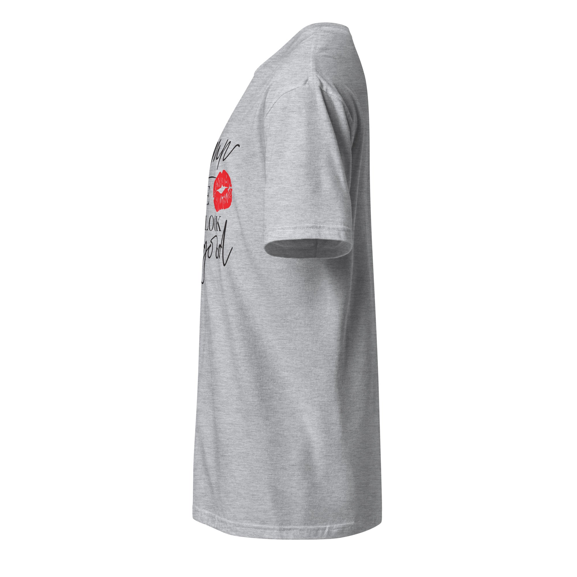 Left view of a sport grey t-shirt on a white background