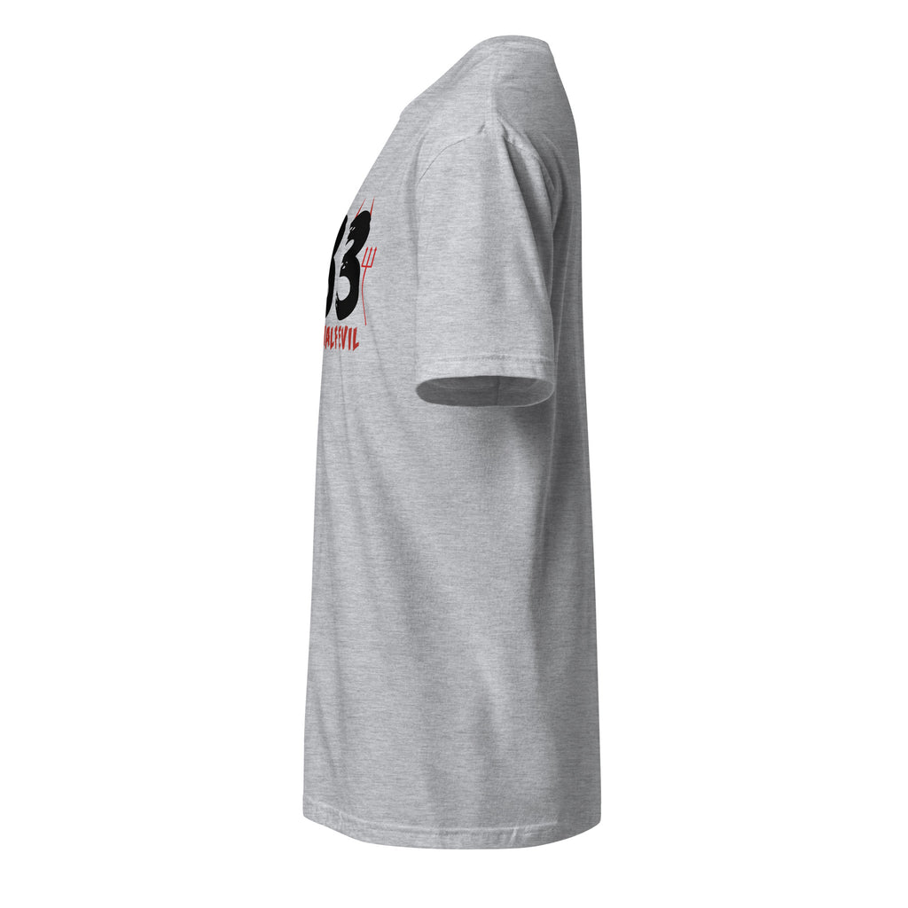 left view of a sport grey t-shirt on a white background