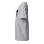 left view of a sport grey t-shirt on a white background