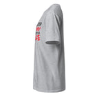 Left view of a plain sport grey t-shirt against a white background