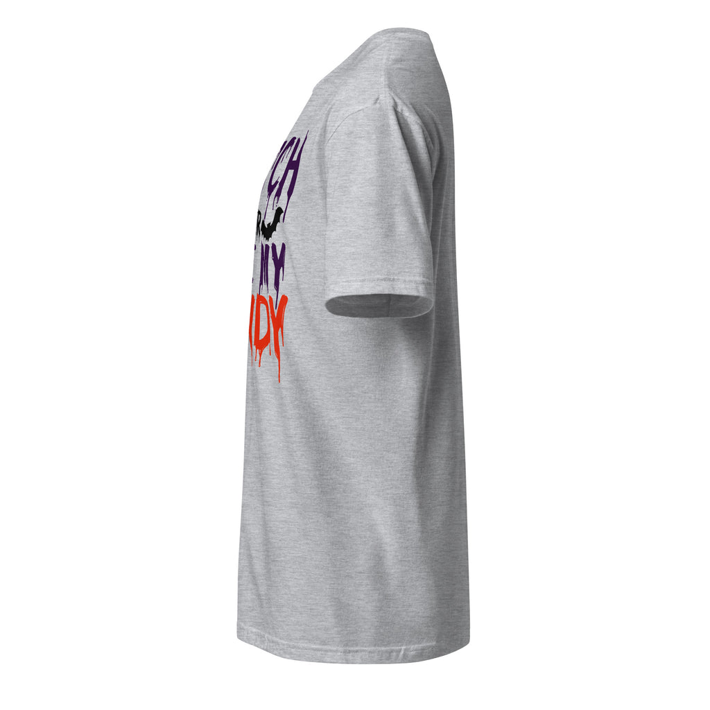 Left view of a sport grey t-shirt