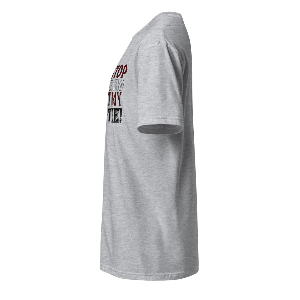Left view of a sport grey t-shirt on a white background