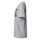 Left view of a sport grey t-shirt on a white background
