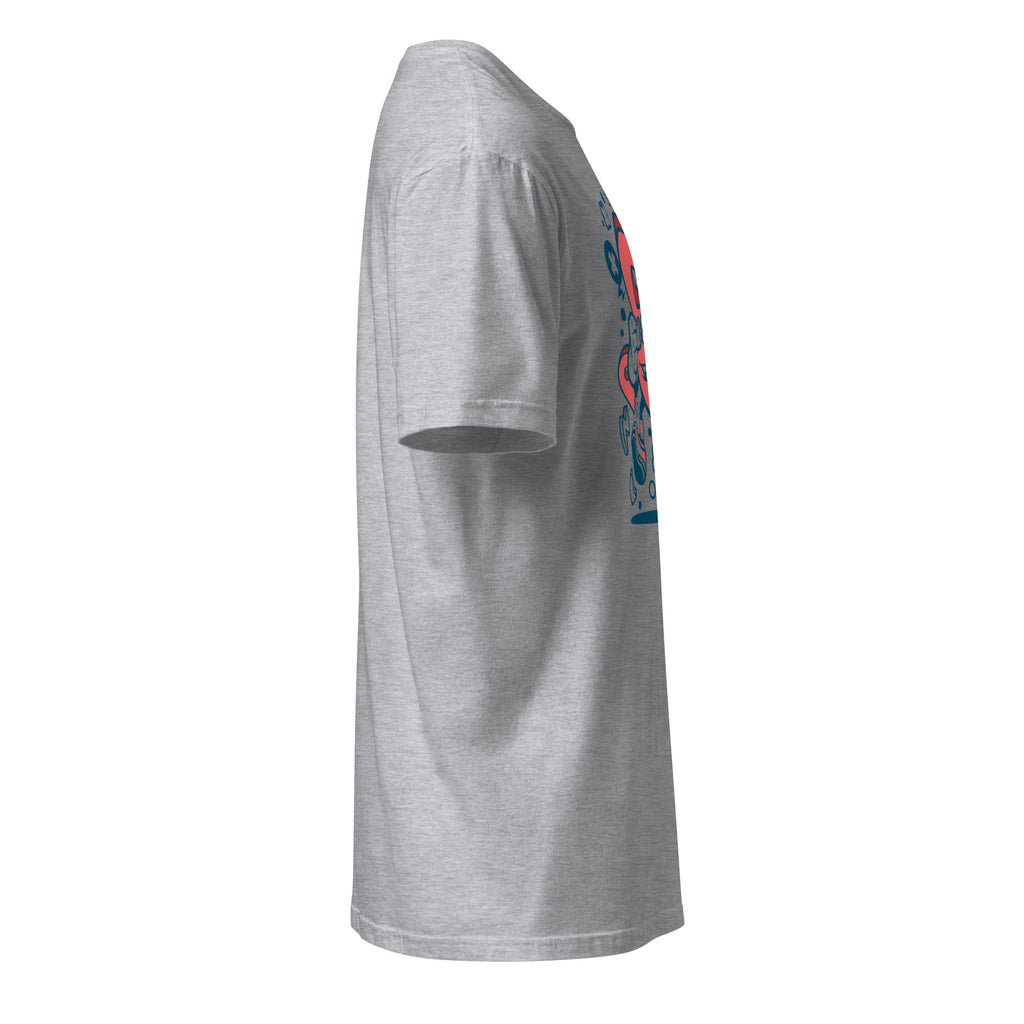 Right view of a sport grey t-shirt on a white background