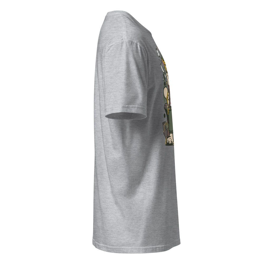 Right view of a sport grey t-shirt on a white background