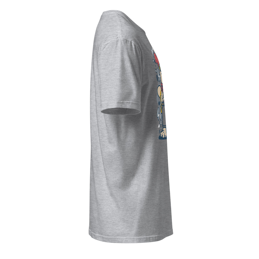 Right view of a Plain sport grey t-shirt on a white background