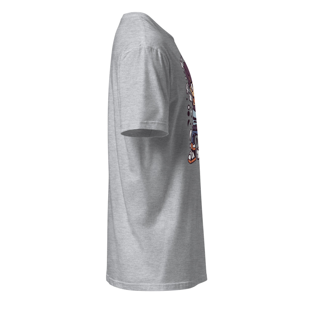 Right view of a plain sport grey t-shirt on a white background