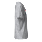 Right view of a sport grey t-shirt against a white background