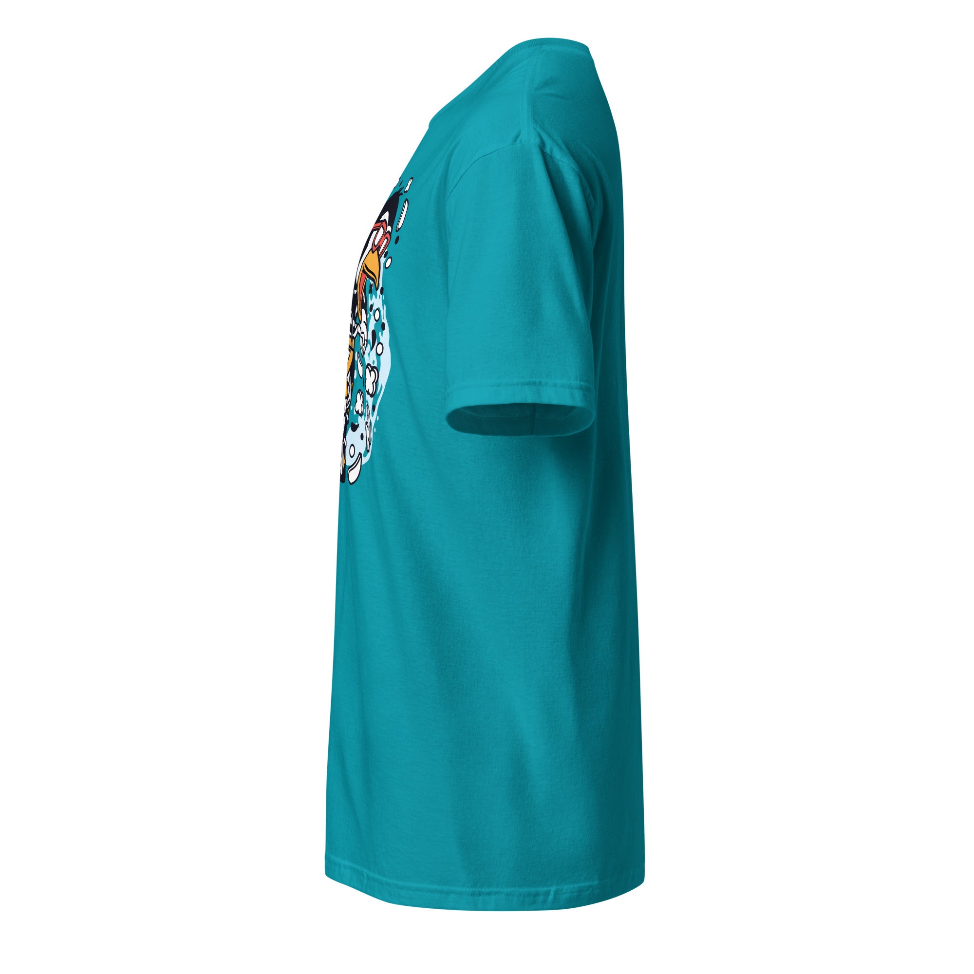 Plain Teal t-shirt left side on a white background