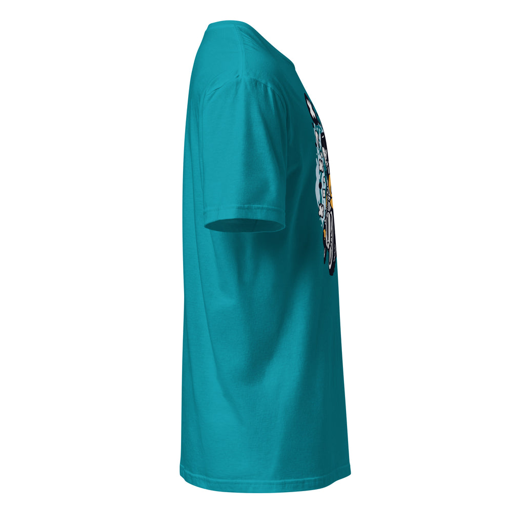 Plain Teal t-shirt right side on a white background