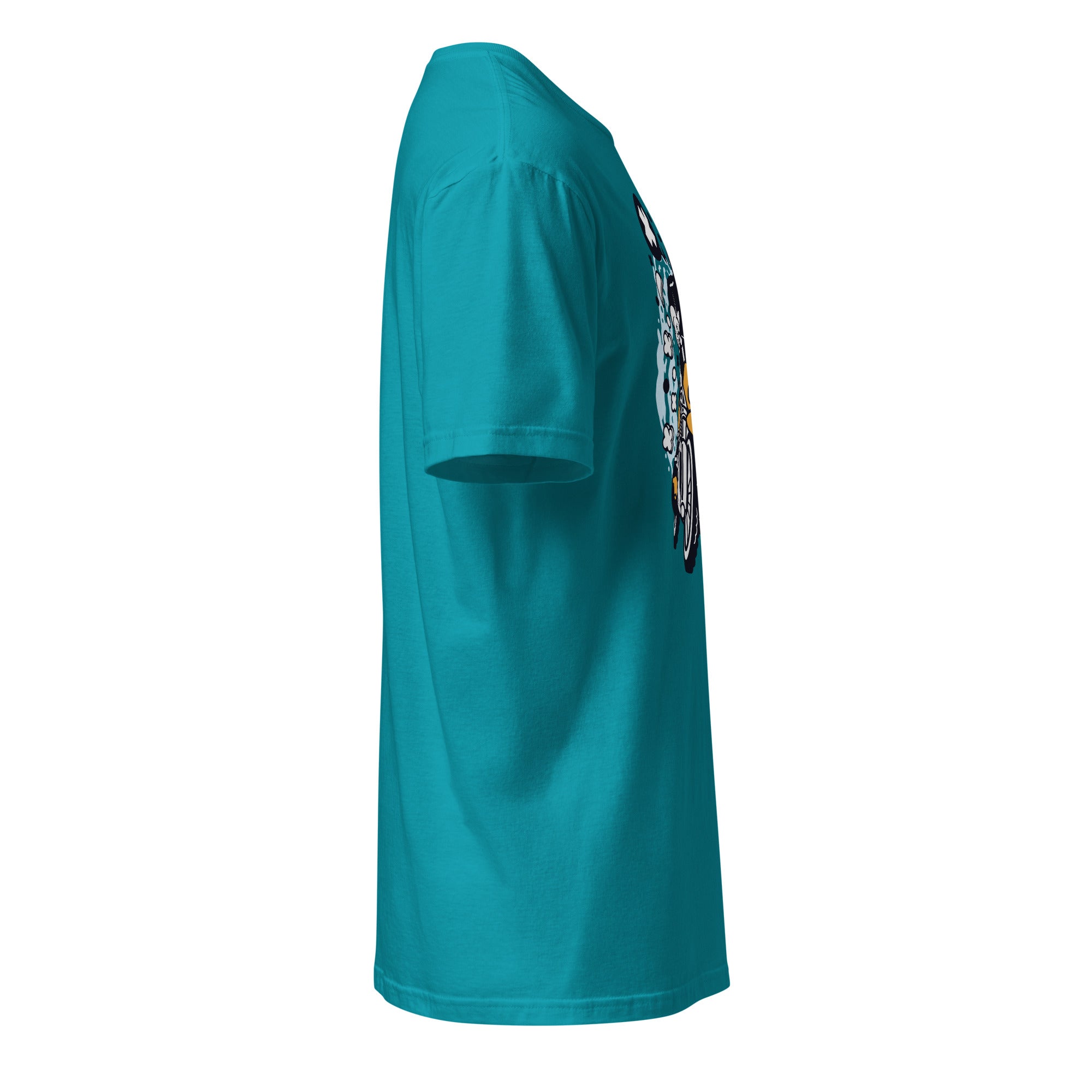 Plain Teal t-shirt right side on a white background