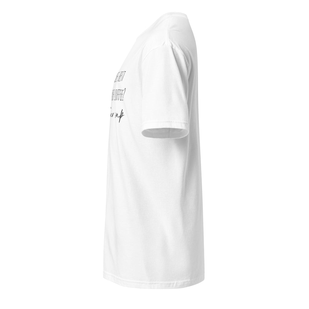 Plain White t-shirt left side on a white background
