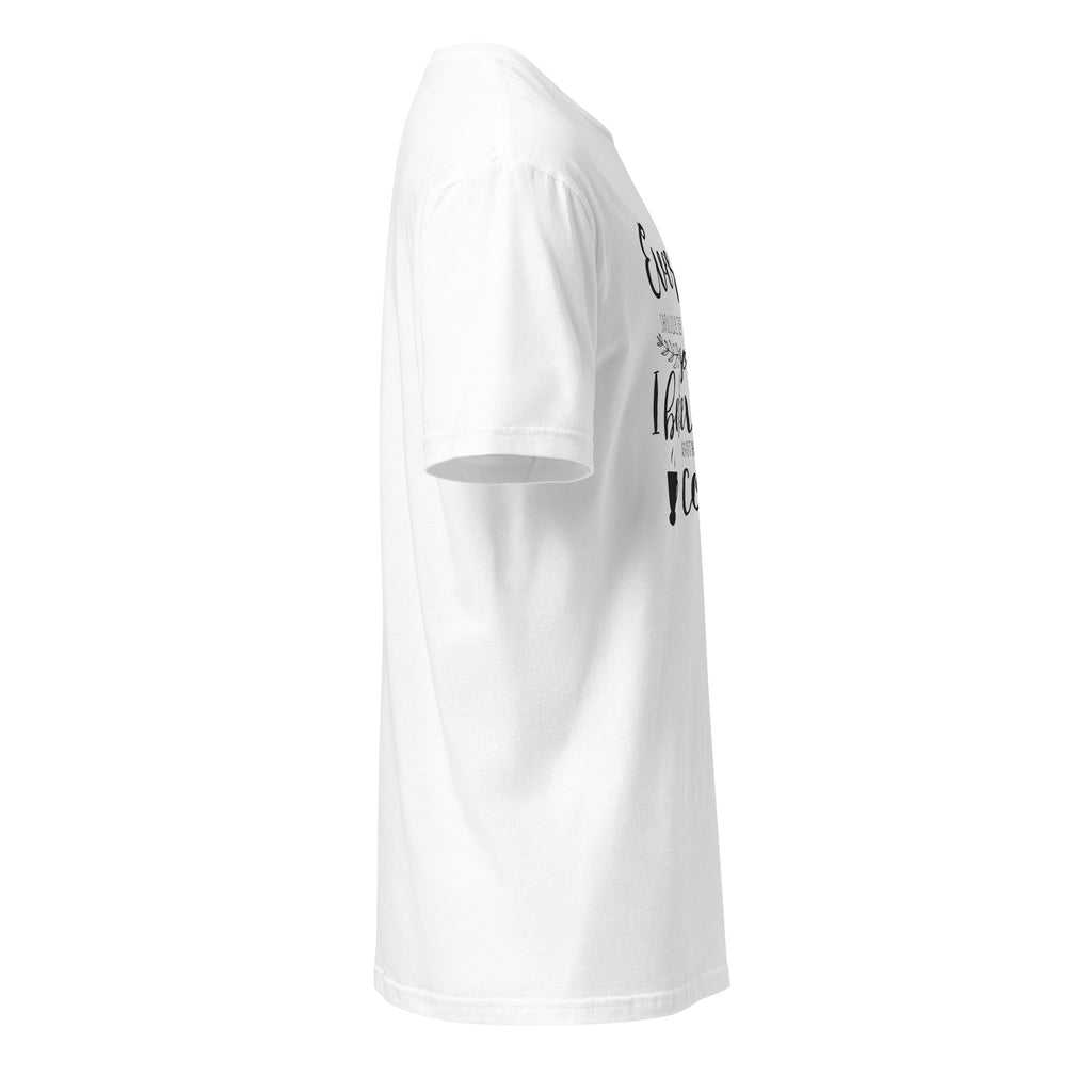 Plain White t-shirt right side on a white background