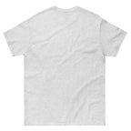 Back view of plain ash t-shirt on a white background