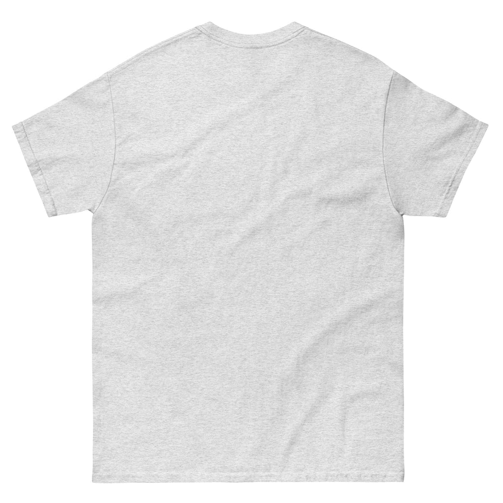 Back view of plain ash t-shirt on a white background