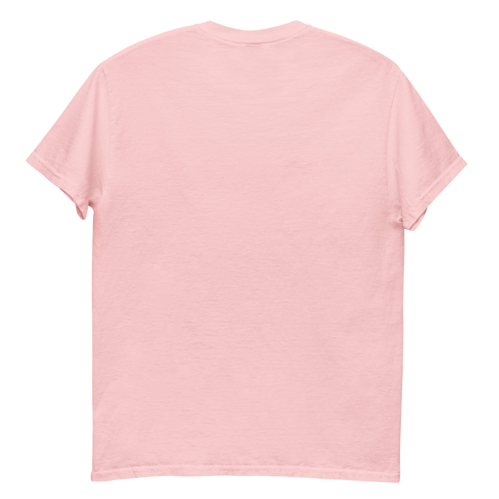 Back view of Plain pink t-shirt on a white background