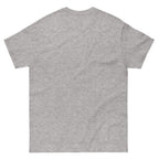 Back view of plain sport grey t-shirt on a white background