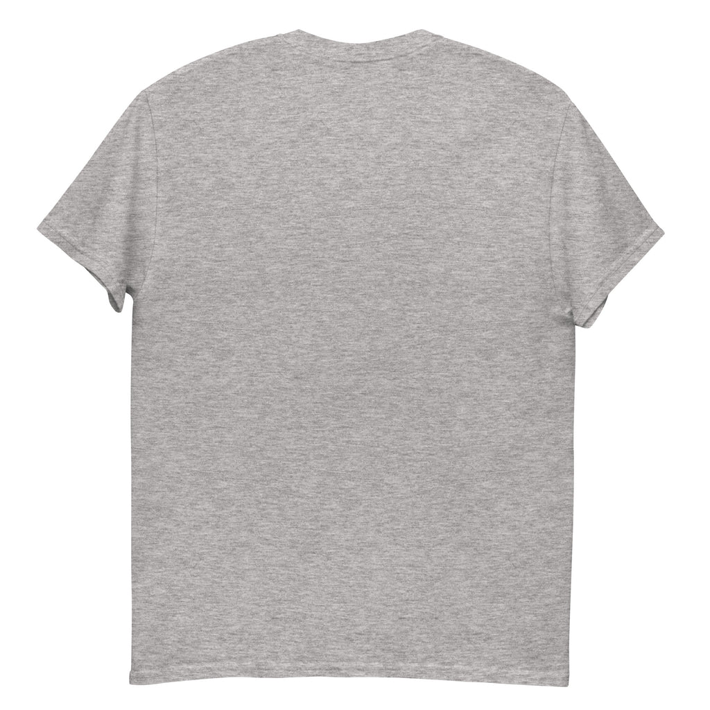 Back view of a plain sport grey t-shirt on a white background