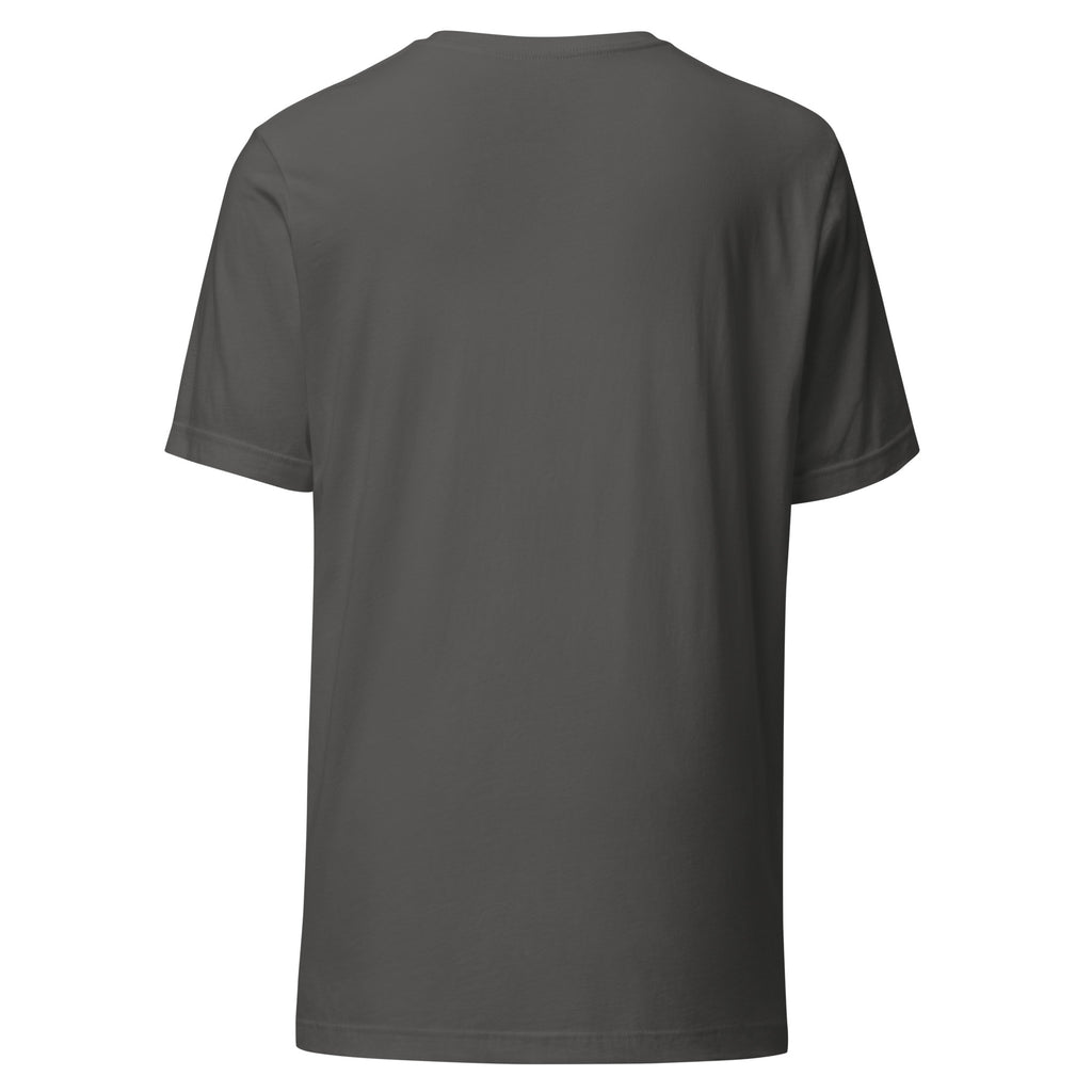 Back view of a asphalt t-shirt on a white background