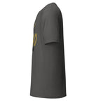 Left view of an asphalt t-shirt on a white background