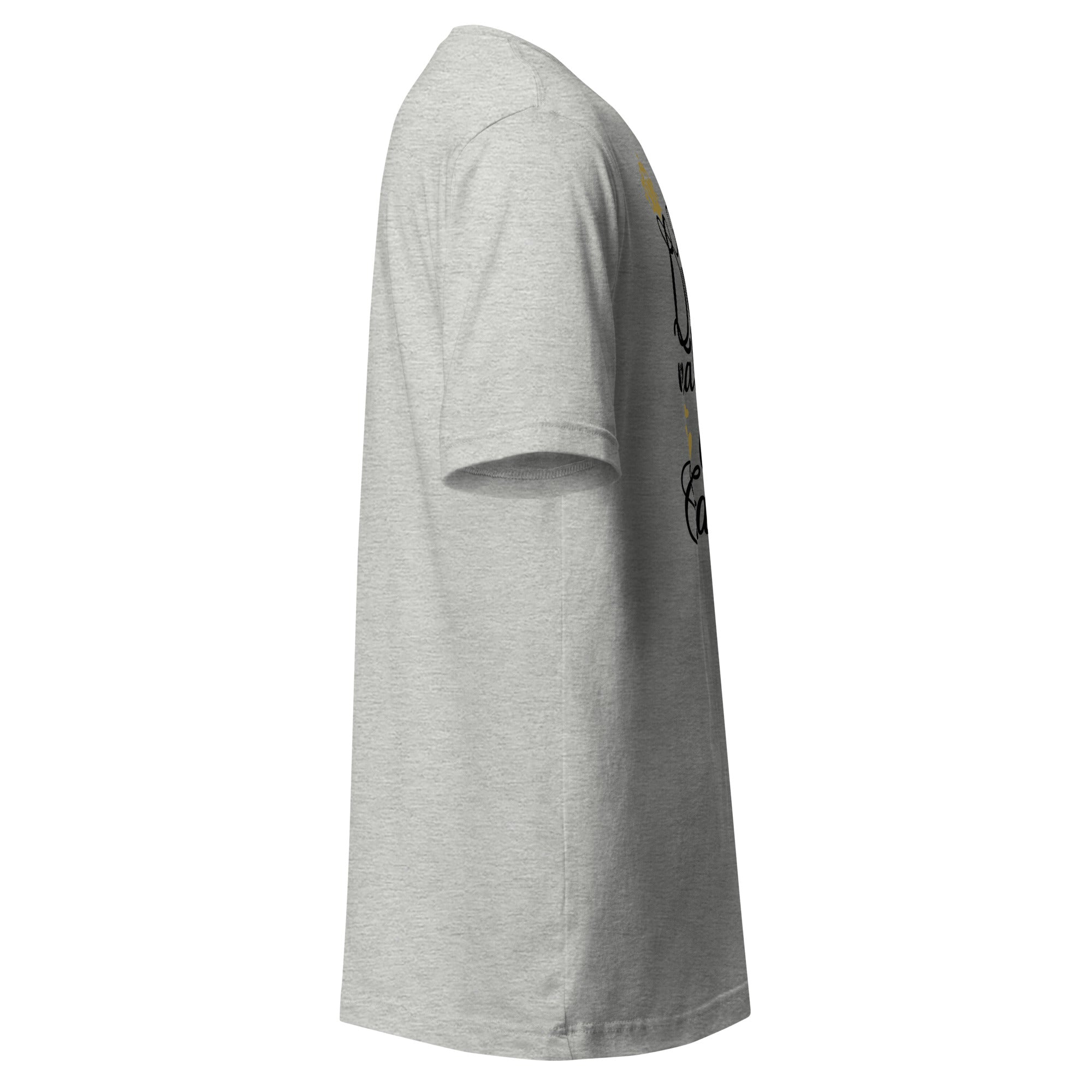 Right view of a athletic heather t-shirt on a white background