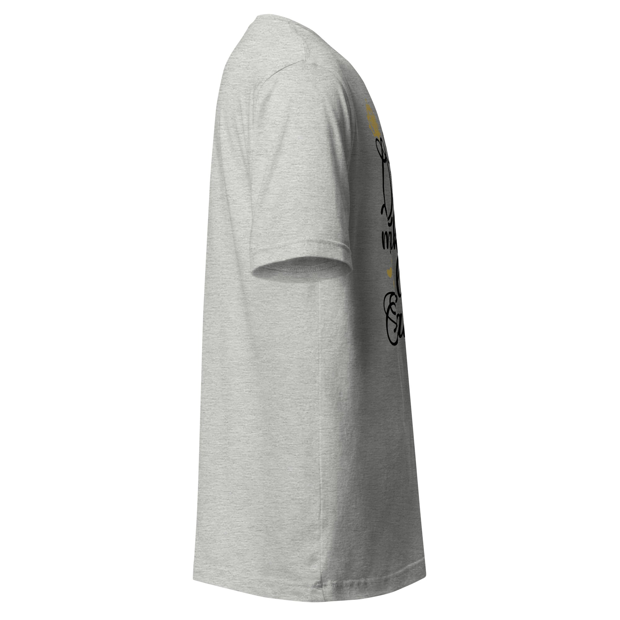 Right view of a athletic heather t-shirt on a white background