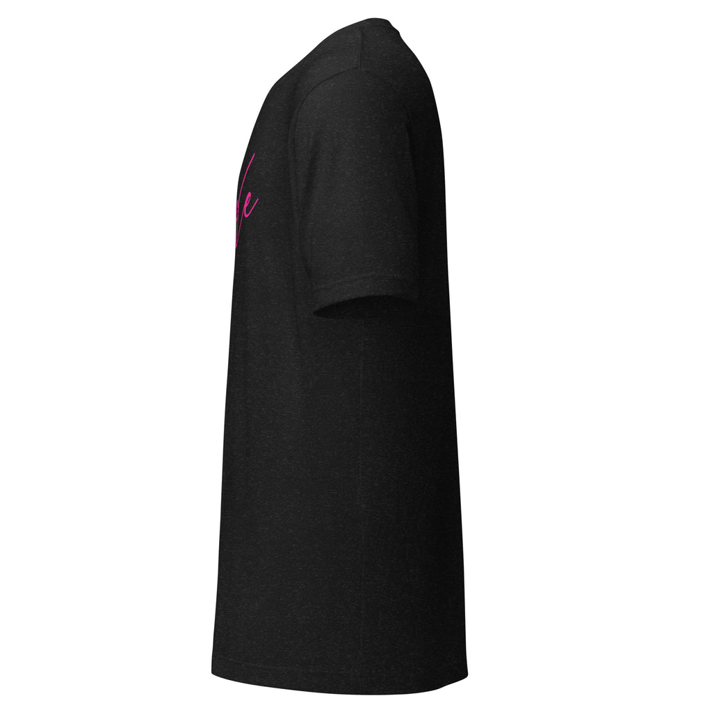Plain Black t-shirt left side on a white background