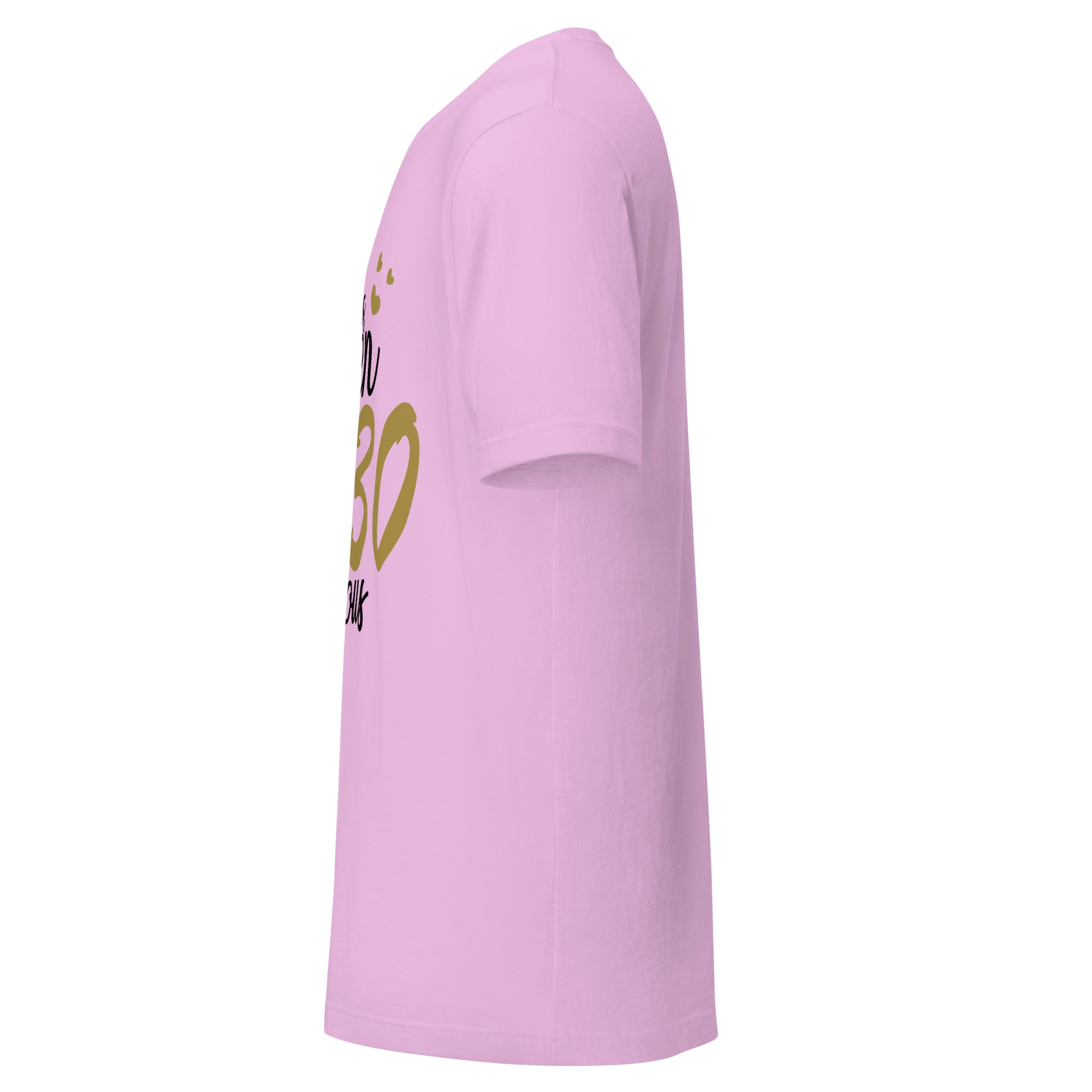 Left view of a Lilac t-shirt on a white background