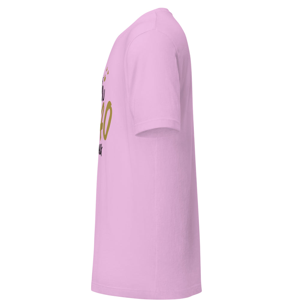 Left view of a soft pink t-shirt on a white background
