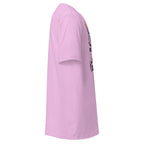 Right view of a soft pink t-shirt on a white background