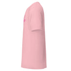 Plain Pink t-shirt left side on a white background