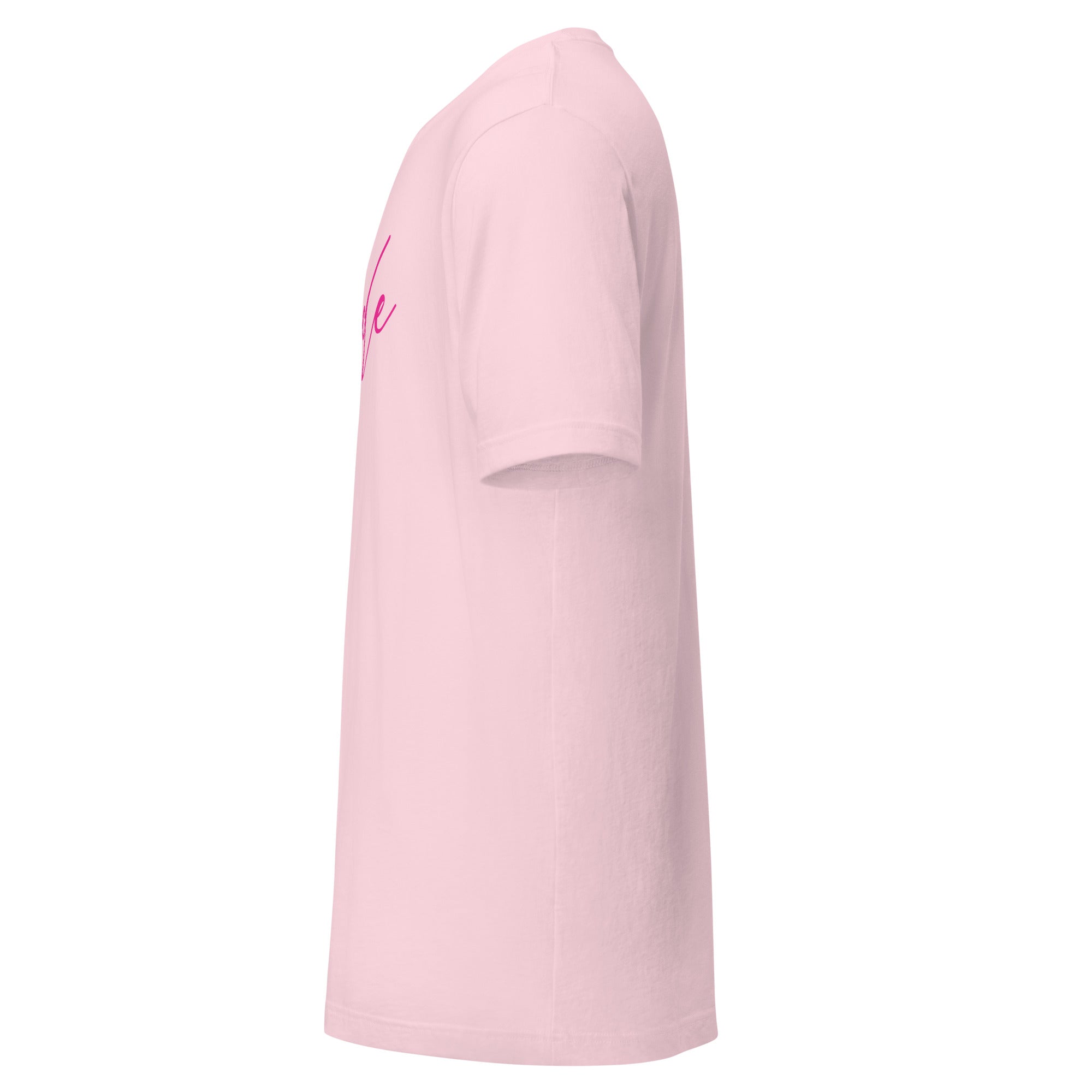 Plain Soft Pink t-shirt left side on a white background