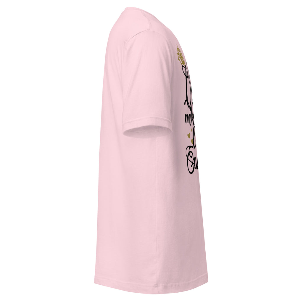 Right view of a soft pink t-shirt on a white background