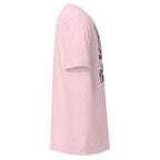 Right view of a soft pink t-shirt on a white background