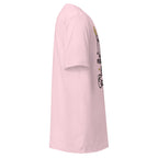 Right view of a soft pink t-shirt on a white background
