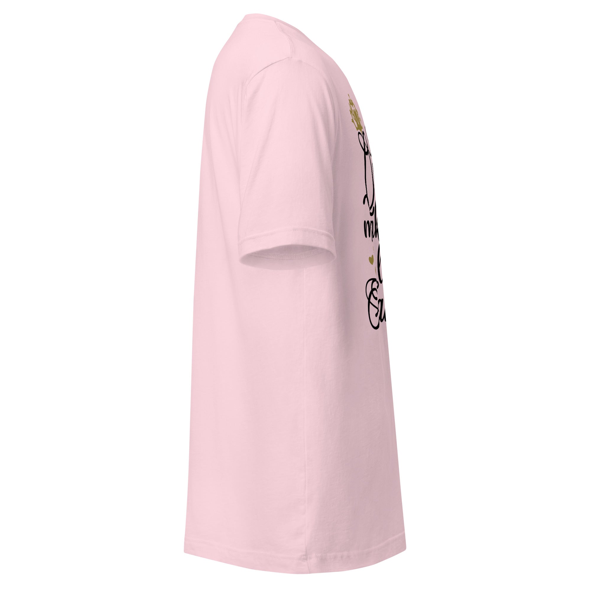 Right view of a soft pink t-shirt on a white background