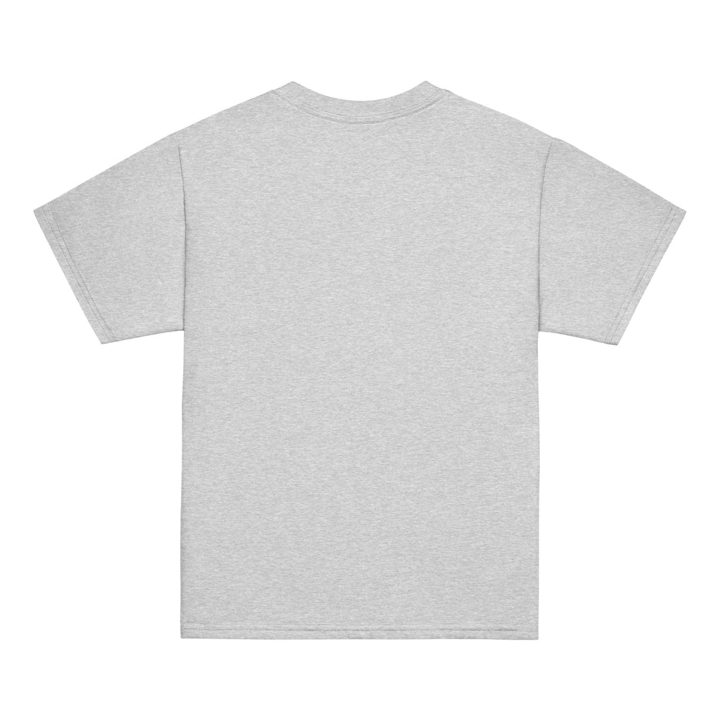Back view of a sport grey t-shirt on a white background