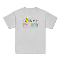Sport Grey t-shirt with 'It's My 7th Birthday' text and colorful design on a white background